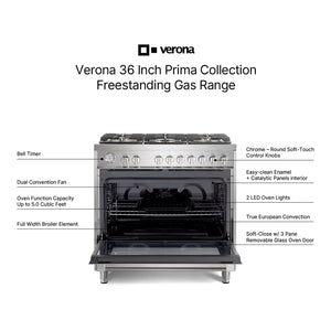 Verona VPRFSGG365SS Verona Prima 36" Gas Range - Stainless Steel