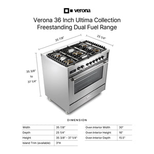 Verona VUFSGE365BU Verona Ultima 36" Dual Fuel Range - Burgundy