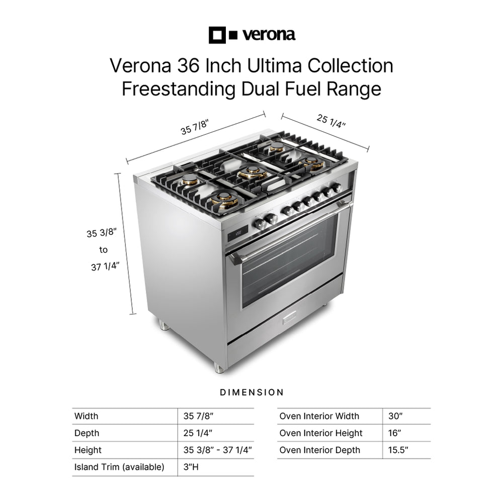 Verona VUFSGE365E Verona Ultima 36" Dual Fuel Range - Matte Black