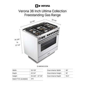 Verona VUFSGG365BU Verona Ultima 36" Gas Range - Burgundy