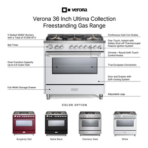 Verona VUFSGG365W Verona Ultima 36" Gas Range - White