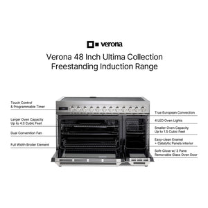 Verona VUFSIE487DSS Verona Ultima 48" Induction Range With 7 Elements, Griddle And 6.5 Cu. Ft. Oven Capacity In Stainless Steel