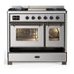 Ilve UMD40FNR3SSBLP Ilve Umd40Fnr3Ssblp Majestic Iii 40 Inch Dual Fuel Range With 6 Burners And Griddle, Dual Function Burner Up To 25,000 Btu (Liquid Propane, Triple Glass Door, Stainless Steel, Burnished)