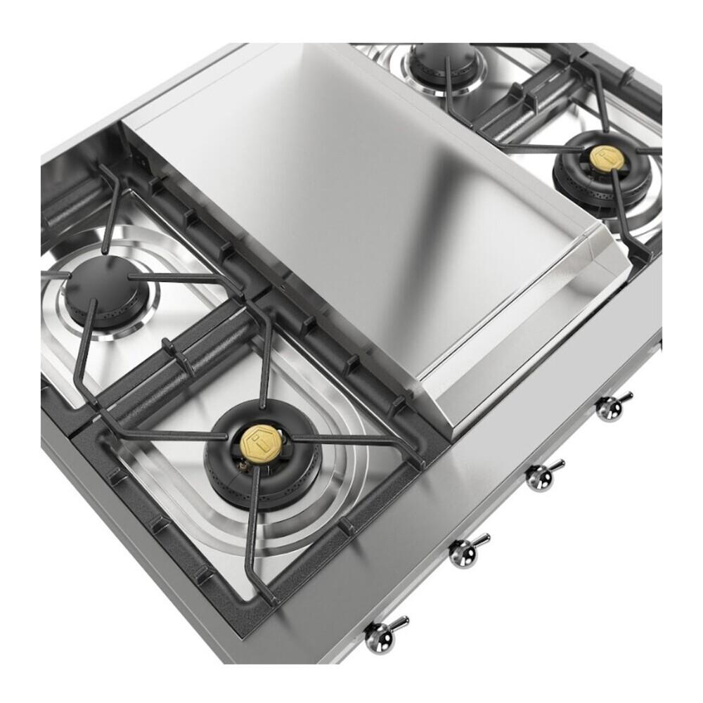 Ilve UHCP36FNSSCLP Ilve Uhcp36Fnssclp Nostalgie Ii 36 Inch Built-In Gas Rangetop With 6 Burners And Griddle, In Stainless Steel (Liquid Propane, Chrome)