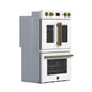 Forno FBOEL134030WHT Forno Asti 30-Inch Double Electric Wall Oven With Upper French Doors In White & Antique Brass, 7.36 Cu. Ft. Dual True Convection, 7,200W, Air Fry, Sous Vide, Self-Clean