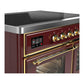 Ilve UMDIB40NR3BUG Ilve Umdib40Nr3Bug Majestic Iii 40 Inch Induction Range With 6 Elements, 3.82 Cu. Ft. Total Oven Capacity (Triple Glass Door, Burgundy, Brass)