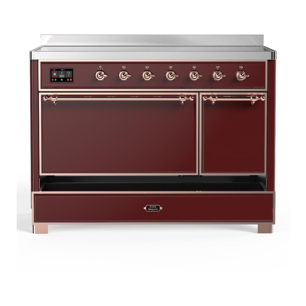 Ilve UMIB48QNR3BUP Ilve Umib48Qnr3Bup Majestic Iii 48 Inch Induction Range With 6 Elements, 5.02 Cu. Ft. Total Oven Capacity (Solid Door, Burgundy, Copper)