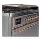 Ilve UM48FSQNR3SSPLP Ilve Um48Fsqnr3Ssplp Majestic Iii 48 Inch Dual Fuel Range With 5 Black Brass Burners, Griddle And French Top, Dual Function Burner Up To 25,000 Btu (Liquid Propane, Solid Door, Stainless Steel, Copper)