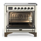Ilve UMIB36QNR3AWB Ilve Umib36Qnr3Awb Majestic Iii 36 Inch Induction Range With 6 Elements, 3.5 Cu. Ft. Total Oven Capacity (Solid Door, Antique White, Burnished)