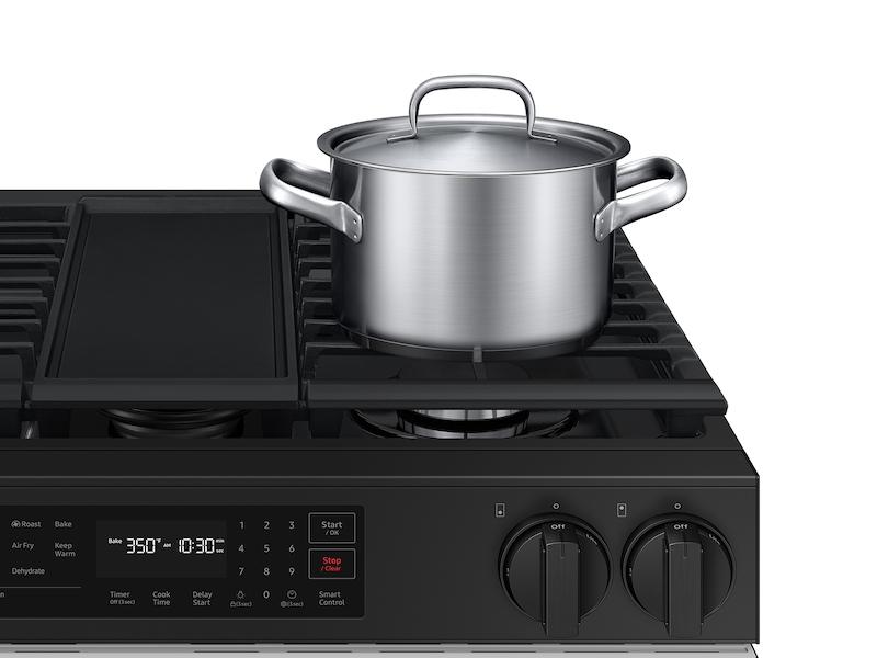 Samsung NSG6DB830012 Bespoke 6.0 Cu. Ft. Smart Slide-In Gas Range With Air Fry & Precision Knobs In White Glass