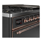 Ilve UM48FQNR3MGPLP Ilve Um48Fqnr3Mgplp Majestic Iii 48 Inch Dual Fuel Range With 8 Burners And Griddle, Dual Function Burner Up To 25,000 Btu (Liquid Propane, Solid Door, Graphite Matte, Copper)
