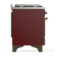 Ilve UM36FNR3BUBLP Ilve Um36Fnr3Bublp Majestic Iii 36 Inch Dual Fuel Range With 6 Black Brass Burners And Griddle, Dual Function Burner Up To 25,000 Btu (Triple Glass Door, Burgundy, Burnished, Liquid Propane)