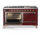 Ilve UM60FQNR3BUP Ilve Um60Fqnr3Bup Majestic Iii 60 Inch Dual Fuel Range With 9 Burners And Griddle, Dual Function Burner Up To 25,000 Btu (Natural Gas, Solid Door, Burgundy, Copper)