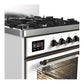 Ilve UM30NR3WHB Ilve Um30Nr3Whb Majestic Iii 30 Inch Dual Fuel Range With 5 Black Brass Burners, Dual Function Burner Up To 25,000 Btu (Natural Gas, Triple Glass Door, White, Burnished)