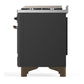 Ilve UM60FSQNR3MGBLP Ilve Um60Fsqnr3Mgblp Majestic Iii 60 Inch Dual Fuel Range With 7 Burners, Griddle And French Top, Dual Function Burner With Up To 25,000 Btu (Liquid Propane, Solid Door, Graphite Matte, Burnished)