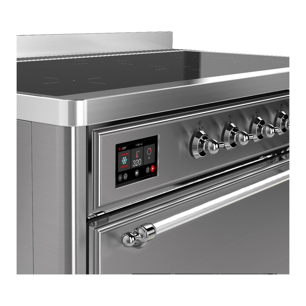 Ilve UMIB48QNR3SSC Ilve Umib48Qnr3Ssc Majestic Iii 48 Inch Induction Range With 6 Elements, 5.02 Cu. Ft. Total Oven Capacity (Solid Door, Stainless Steel, Chrome)