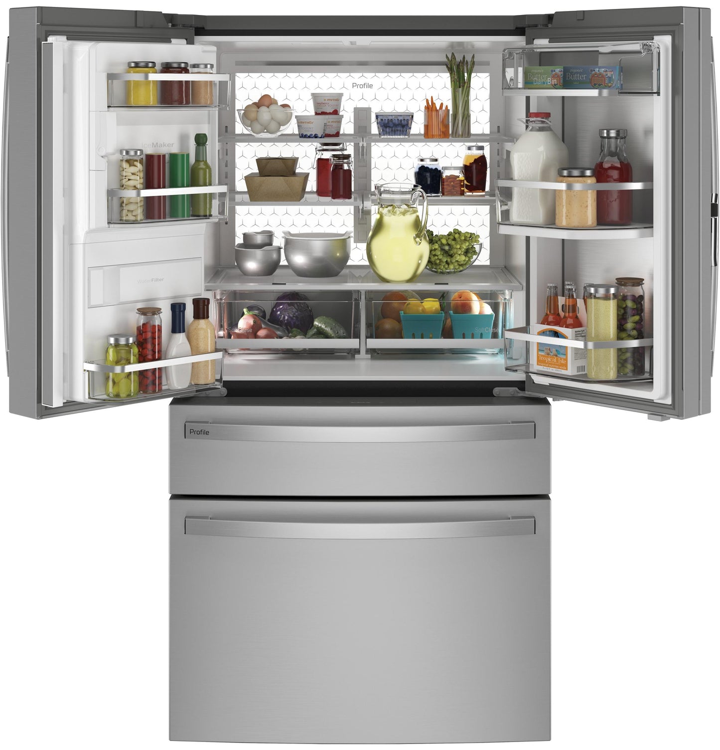 Ge Appliances PXD22BYPFS Ge Profile&#8482; 22.4 Cu. Ft. Smart Counter-Depth Fingerprint Resistant 4-Door French-Door Refrigerator With Door In Door