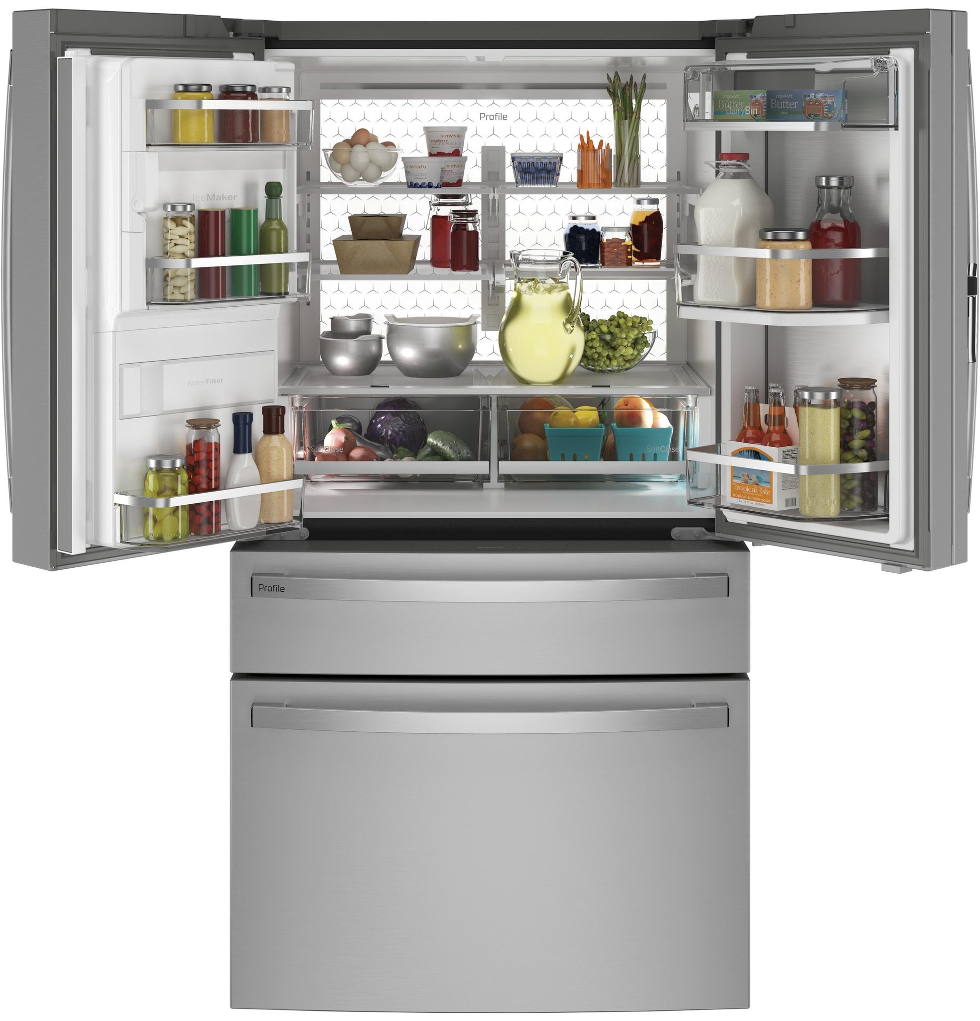 Ge Appliances PXD22BYPFS Ge Profile&#8482; 22.4 Cu. Ft. Smart Counter-Depth Fingerprint Resistant 4-Door French-Door Refrigerator With Door In Door