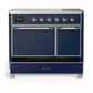 Ilve UMDIB40QNR3MBC Ilve Umdib40Qnr3Mbc Majestic Iii 40 Inch Induction Range With 6 Elements, 3.82 Cu. Ft. Total Oven Capacity (Solid Door, Midnight Blue, Chrome)