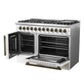 Forno FFSGS635648WHT Forno Galiano 48-Inch French Door Dual Fuel Range, White & Antique Brass Design, 8 Sealed Burners - 107,000 Btu, Griddle, 6.58 Cu.Ft. Double Ovens