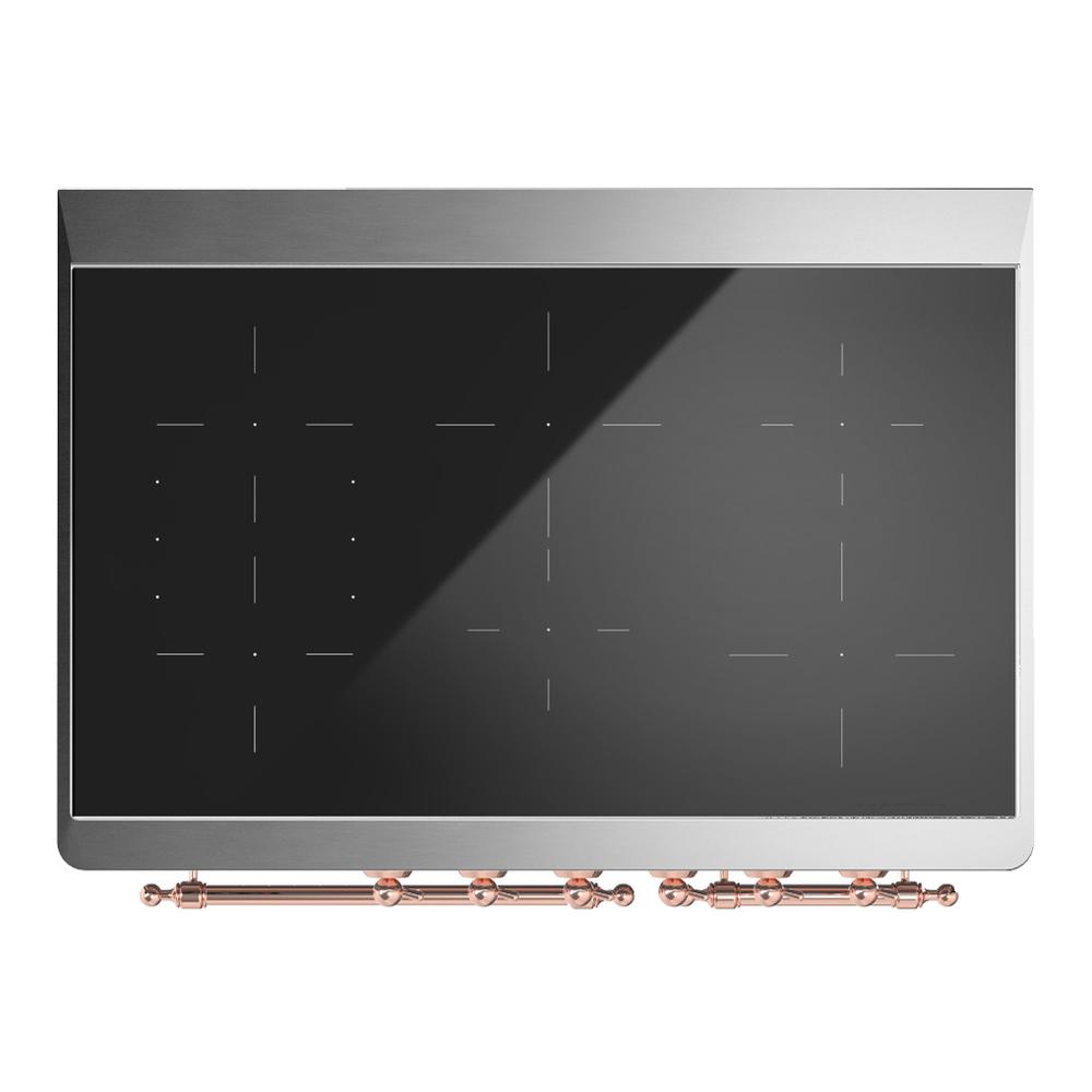 Ilve UMDIB40QNR3MBP Ilve Umdib40Qnr3Mbp Majestic Iii 40 Inch Induction Range With 6 Elements, 3.82 Cu. Ft. Total Oven Capacity (Solid Door, Midnight Blue, Copper)