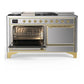 Ilve UM60FSQNR3SSGLP Ilve Um60Fsqnr3Ssglp Majestic Iii 60 Inch Dual Fuel Range With 7 Burners, Griddle And French Top, Dual Function Burner With Up To 25,000 Btu (Liquid Propane, Solid Door, Stainless Steel, Brass)