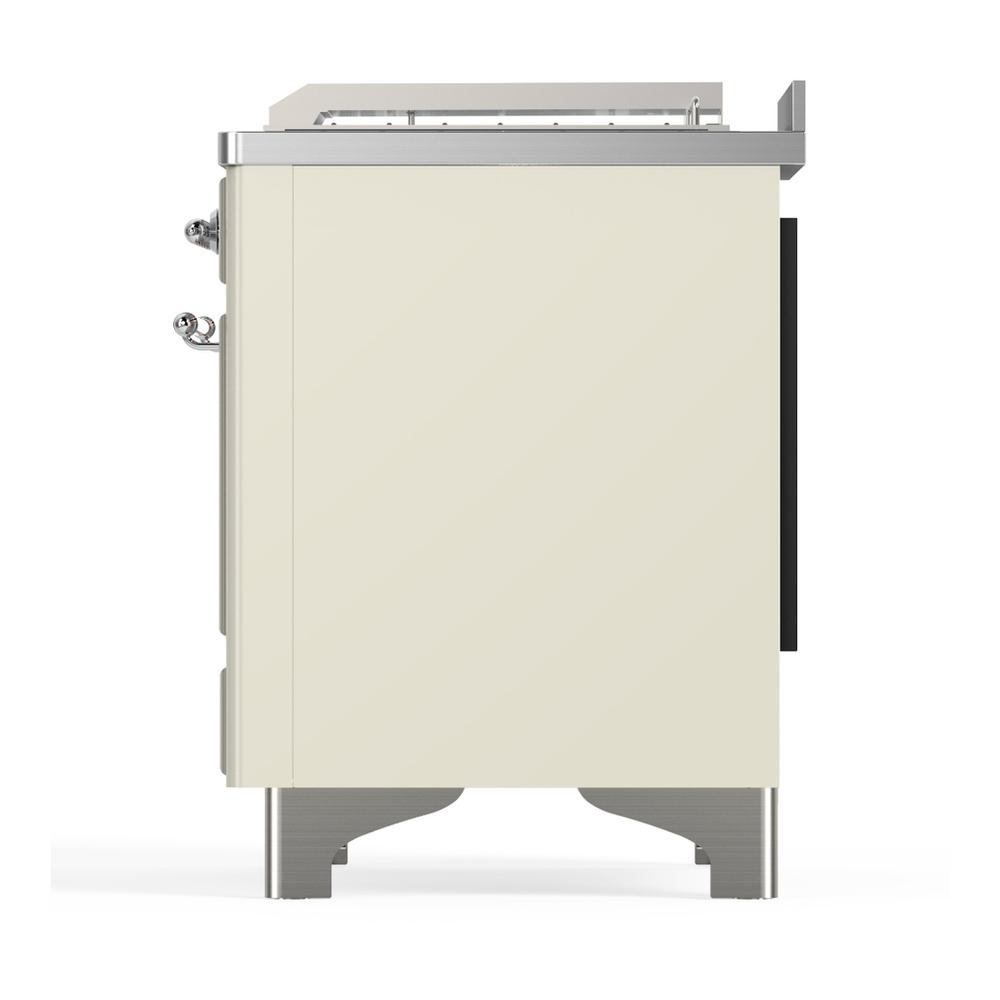 Ilve UM48FSNR3AWC Ilve Um48Fsnr3Awc Majestic Iii 48 Inch Dual Fuel Range With 5 Black Brass Burners, Griddle And French Top, Dual Function Burner Up To 25,000 Btu (Natural Gas, Triple Glass Door, Antique White, Chrome)