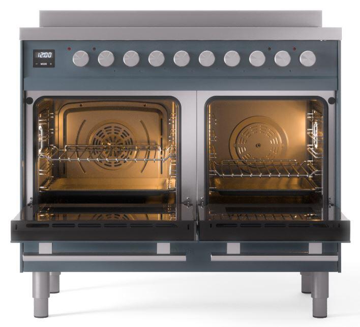 Ilve UPDI406WMPBG Professional Plus Ii 40 Inch Electric Freestanding Range In Blue Grey With Trim