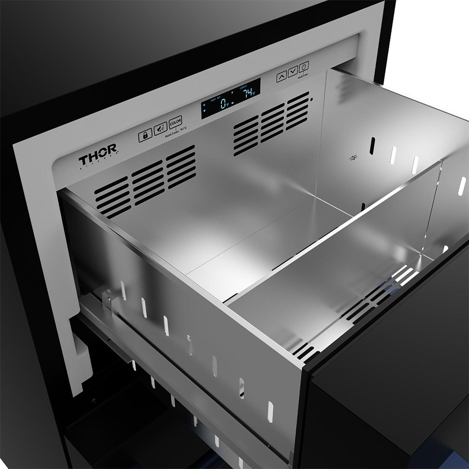 Thor Kitchen RZ24UBBLU 24 Inch Undercounter Built-In / Freestanding Drawer Freezer - Black/Blue Gordon Ramsay Series
