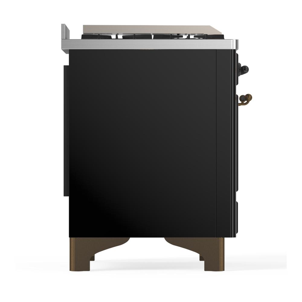 Ilve UM60FSNR3BKBLP Ilve Um60Fsnr3Bkblp Majestic Iii 60 Inch Dual Fuel Range With 7 Burners, Griddle And French Top, Dual Function Burner With Up To 25,000 Btu (Liquid Propane, Triple Glass Door, Glossy Black, Burnished)