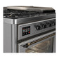 Ilve UM48FSNR3SSB Ilve Um48Fsnr3Ssb Majestic Iii 48 Inch Dual Fuel Range With 5 Black Brass Burners, Griddle And French Top, Dual Function Burner Up To 25,000 Btu (Natural Gas, Triple Glass Door, Stainless Steel, Burnished)
