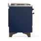Ilve UMD40FNR3MBB Ilve Umd40Fnr3Mbb Majestic Iii 40 Inch Dual Fuel Range With 6 Burners And Griddle, Dual Function Burner Up To 25,000 Btu (Natural Gas, Triple Glass Door, Midnight Blue, Burnished)