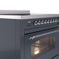 Ilve UPI366NMPBGC Nostalgie Ii 36 Inch Electric Freestanding Range In Blue Grey With Chrome Trim