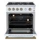 Forno FFSGS627730WHT Marco 30-Inch Gas Range White & Antique Brass Design, 4 Burners 37,000 Btu, 4.32 Cu.Ft. Convection Oven
