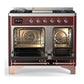 Ilve UMD40FNR3BUP Ilve Umd40Fnr3Bup Majestic Iii 40 Inch Dual Fuel Range With 6 Burners And Griddle, Dual Function Burner Up To 25,000 Btu (Natural Gas, Triple Glass Door, Burgundy, Copper)