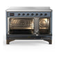 Ilve UMIB48QNR3BGB Ilve Umib48Qnr3Bgb Majestic Iii 48 Inch Induction Range With 6 Elements, 5.02 Cu. Ft. Total Oven Capacity (Solid Door, Blue Grey, Burnished)