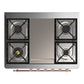 Ilve UM36FNR3MBPLP Ilve Um36Fnr3Mbplp Majestic Iii 36 Inch Dual Fuel Range With 6 Black Brass Burners And Griddle, Dual Function Burner Up To 25,000 Btu (Triple Glass Door, Midnight Blue, Copper, Liquid Propane)