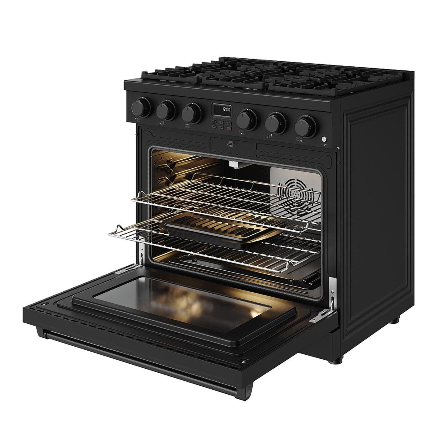 Thor Kitchen ARG36B 36 Inch Gas Range In Matte Black - Contemporary Professional