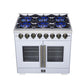 Forno FFSGS638736WHT Forno Capriasca 36 Inch Freestanding French Door Dual Fuel Range In White With Antique Brass Accessories, 6 Burners, True Convection Oven