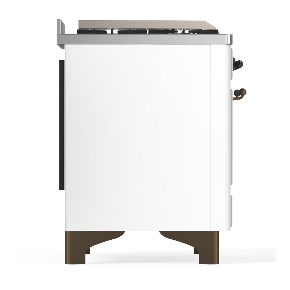 Ilve UM60FNR3WHB Ilve Um60Fnr3Whb Majestic Iii 60 Inch Dual Fuel Range With 9 Burners And Griddle, Dual Function Burner Up To 25,000 Btu (Natural Gas, Triple Glass Door, White, Burnished)