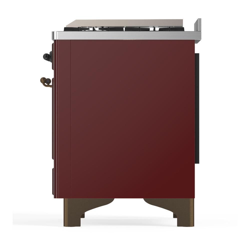 Ilve UMD40FNR3BUB Ilve Umd40Fnr3Bub Majestic Iii 40 Inch Dual Fuel Range With 6 Burners And Griddle, Dual Function Burner Up To 25,000 Btu (Natural Gas, Triple Glass Door, Burgundy, Burnished)