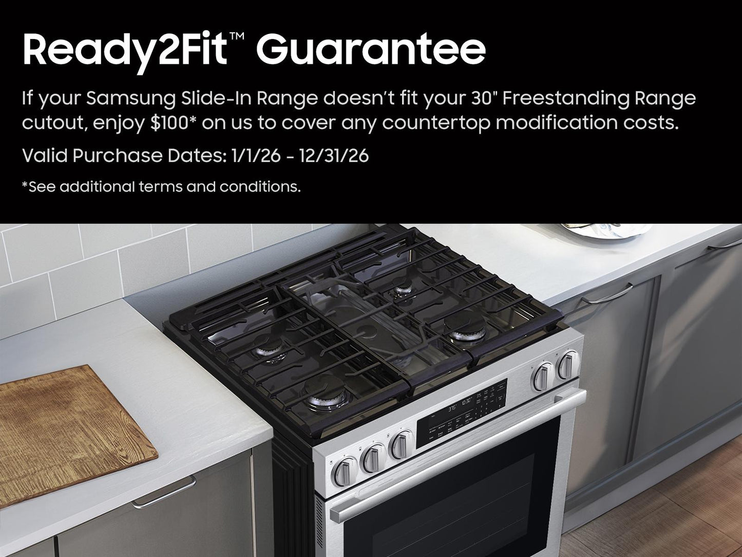 Samsung NSG90H63SRAA Bespoke Smart Slide-In Dual Fuel Range Pro Style Elite Design Illuminated Knobs Air Fry Max