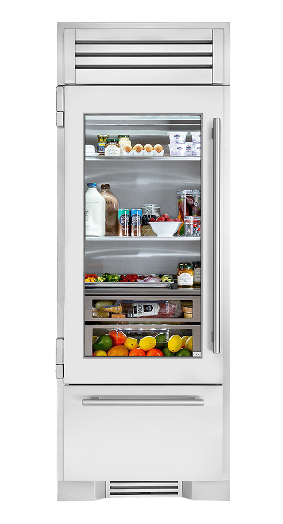 True Caliber TR30RBFLSGA 30 Inch Refrigerator With Bottom Freezer - Door: Stainless Glass - Stainless Steel Finish, Stainless Steel Hardware, Left Hinge