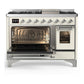Ilve UM48FNR3AWCLP Ilve Um48Fnr3Awclp Majestic Iii 48 Inch Dual Fuel Range With 8 Burners And Griddle, Dual Function Burner Up To 25,000 Btu (Liquid Propane, Triple Glass Door, Antique White, Chrome)