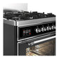 Ilve UM30NR3BKC Ilve Um30Nr3Bkc Majestic Iii 30 Inch Dual Fuel Range With 5 Black Brass Burners, Dual Function Burner Up To 25,000 Btu (Natural Gas, Triple Glass Door, Glossy Black, Chrome)