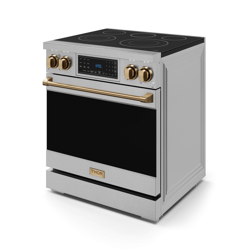 Thor Kitchen RSE30BRZ 30 Inch Professional Electric Range With Tilt Panel Touch Control In Stainless Steel/Bronze Gordon Ramsay Series - Rse30-Brz