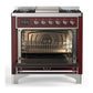 Ilve UM36FNR3BUCLP Ilve Um36Fnr3Buclp Majestic Iii 36 Inch Dual Fuel Range With 6 Black Brass Burners And Griddle, Dual Function Burner Up To 25,000 Btu (Triple Glass Door, Burgundy, Chrome, Liquid Propane)