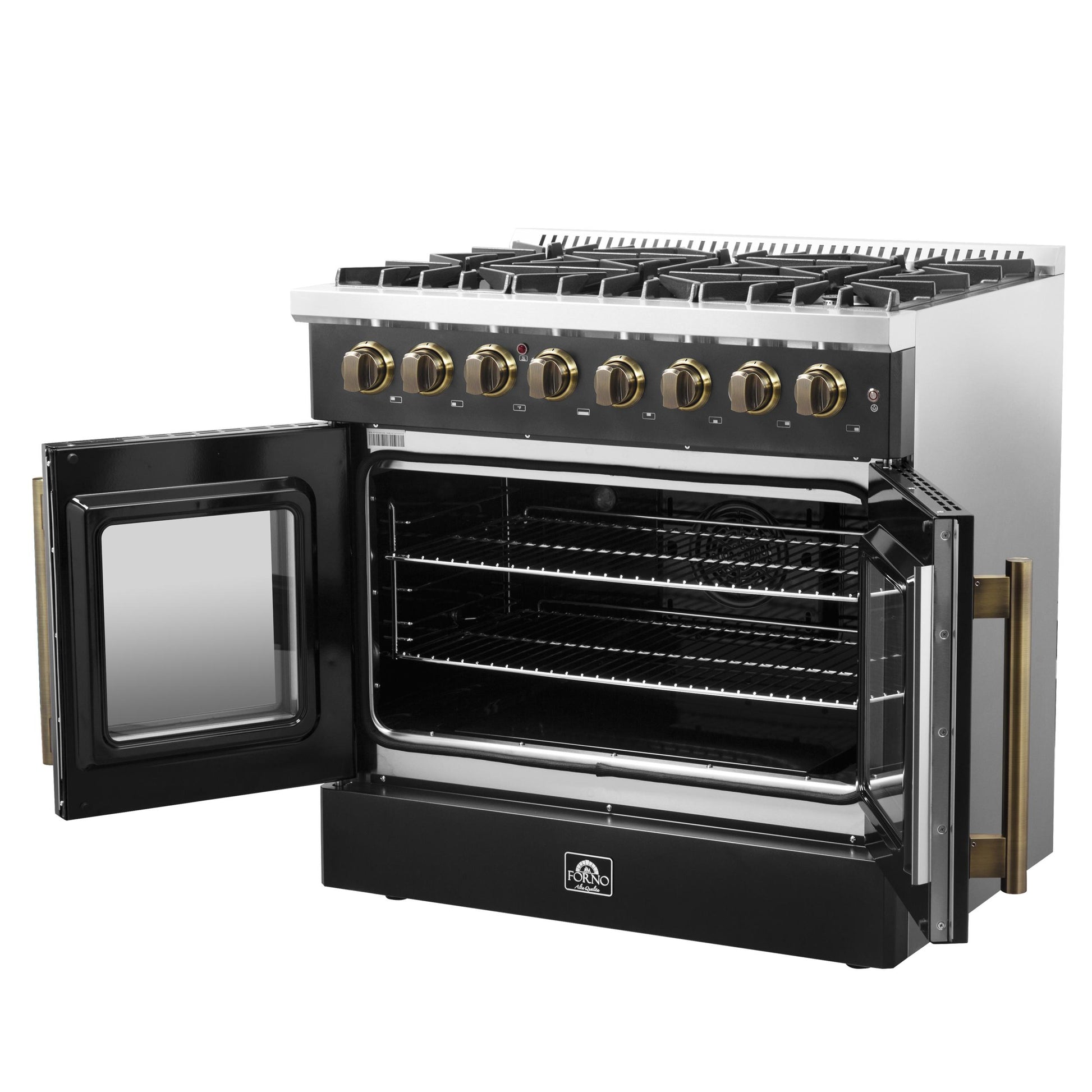Forno FFSGS635636BLK Forno Galiano 36-Inch Freestanding French Door Dual Fuel Range Black