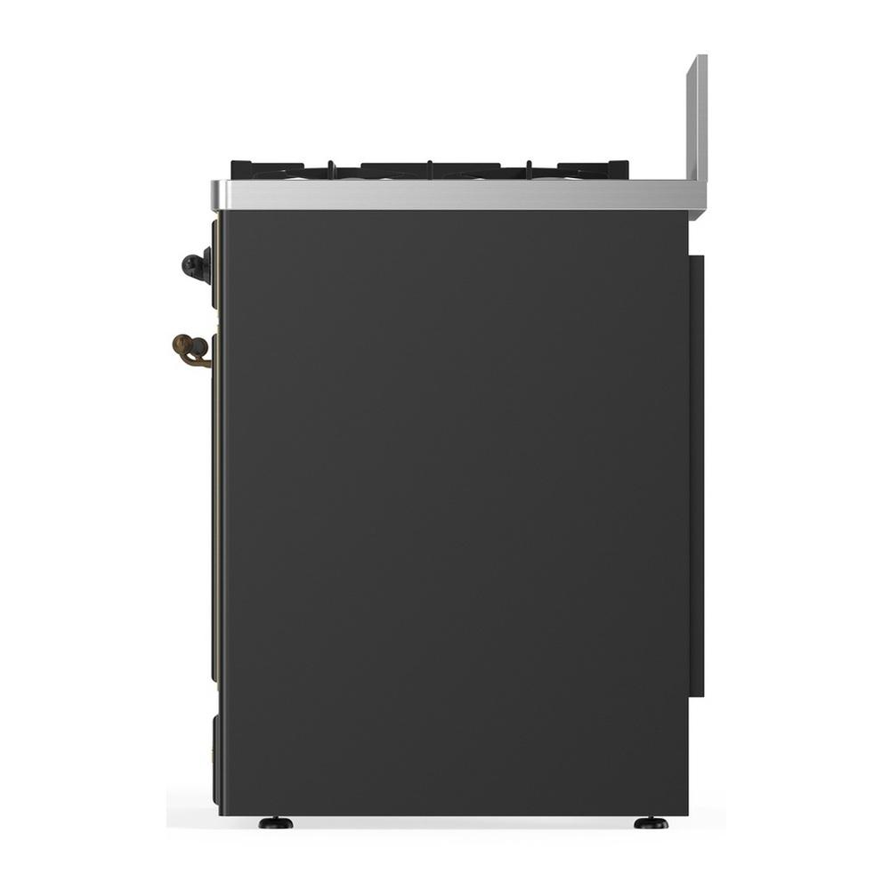 Ilve UM30NR3MGBLP Ilve Um30Nr3Mgblp Majestic Iii 30 Inch Dual Fuel Range With 5 Black Brass Burners, Dual Function Burner Up To 25,000 Btu (Liquid Propane, Triple Glass Door, Graphite Matte, Burnished)