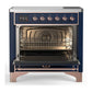 Ilve UMIB36QNR3MBP Ilve Umib36Qnr3Mbp Majestic Iii 36 Inch Induction Range With 6 Elements, 3.5 Cu. Ft. Total Oven Capacity (Solid Door, Midnight Blue, Copper)